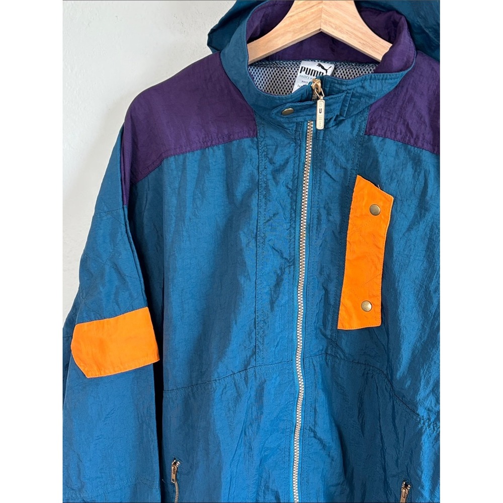 Puma Tracksuit Teal Purple Orange Unisex Large Vintage 90s Colorblock 2pc Set - Picture 7 of 16